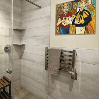 Towel Warmer and Colorful Painting